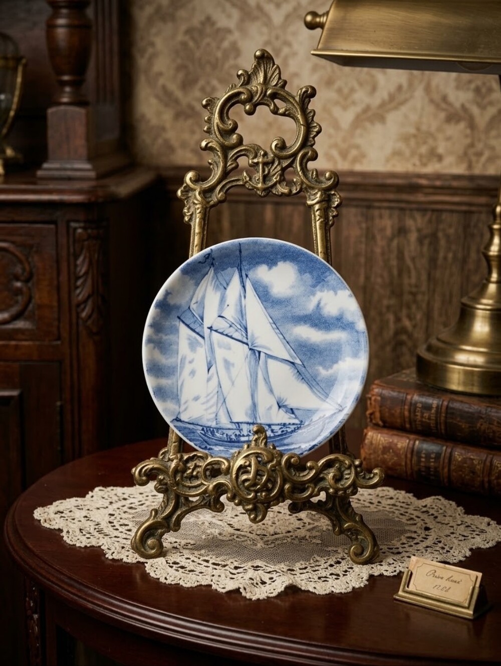 Vintage Wood & Sons Bluenose II Blue & White Plate Staffordshire Ironstone